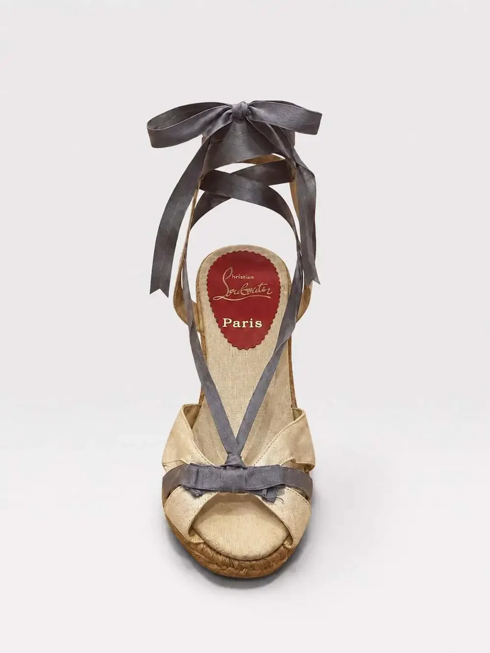 Christian Louboutin Cataribbon Blue Ribbon Leather Rope Espadrille Wedge Heel Si